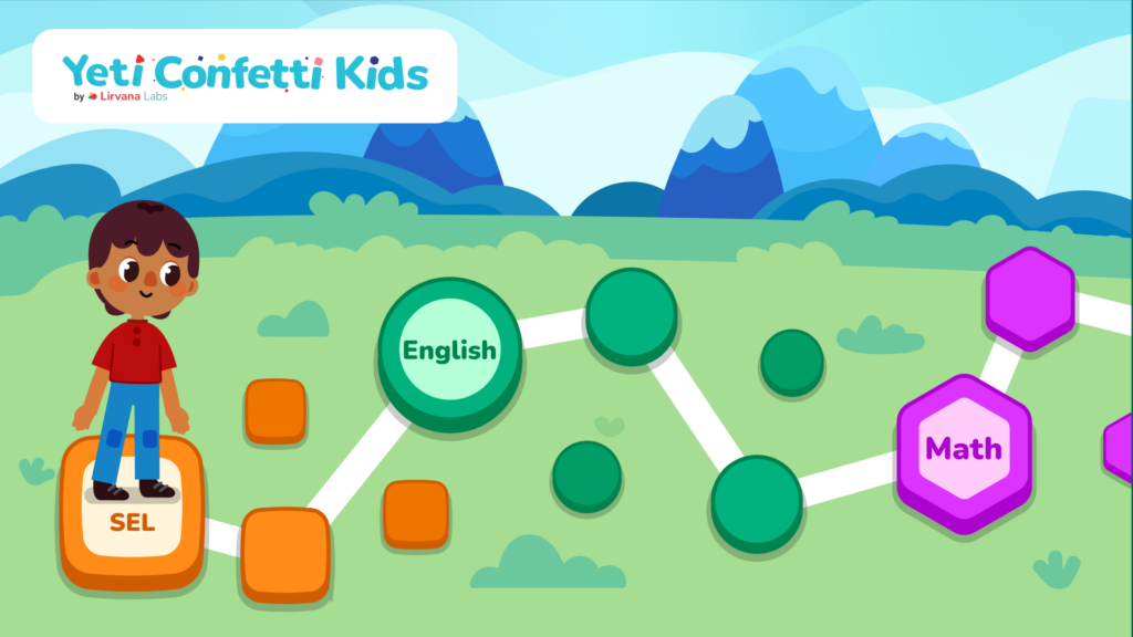15 minutes of play per week on the Yeti Confetti Kids app is proven to enhance English Literacy and Mathematical Reasoning skills